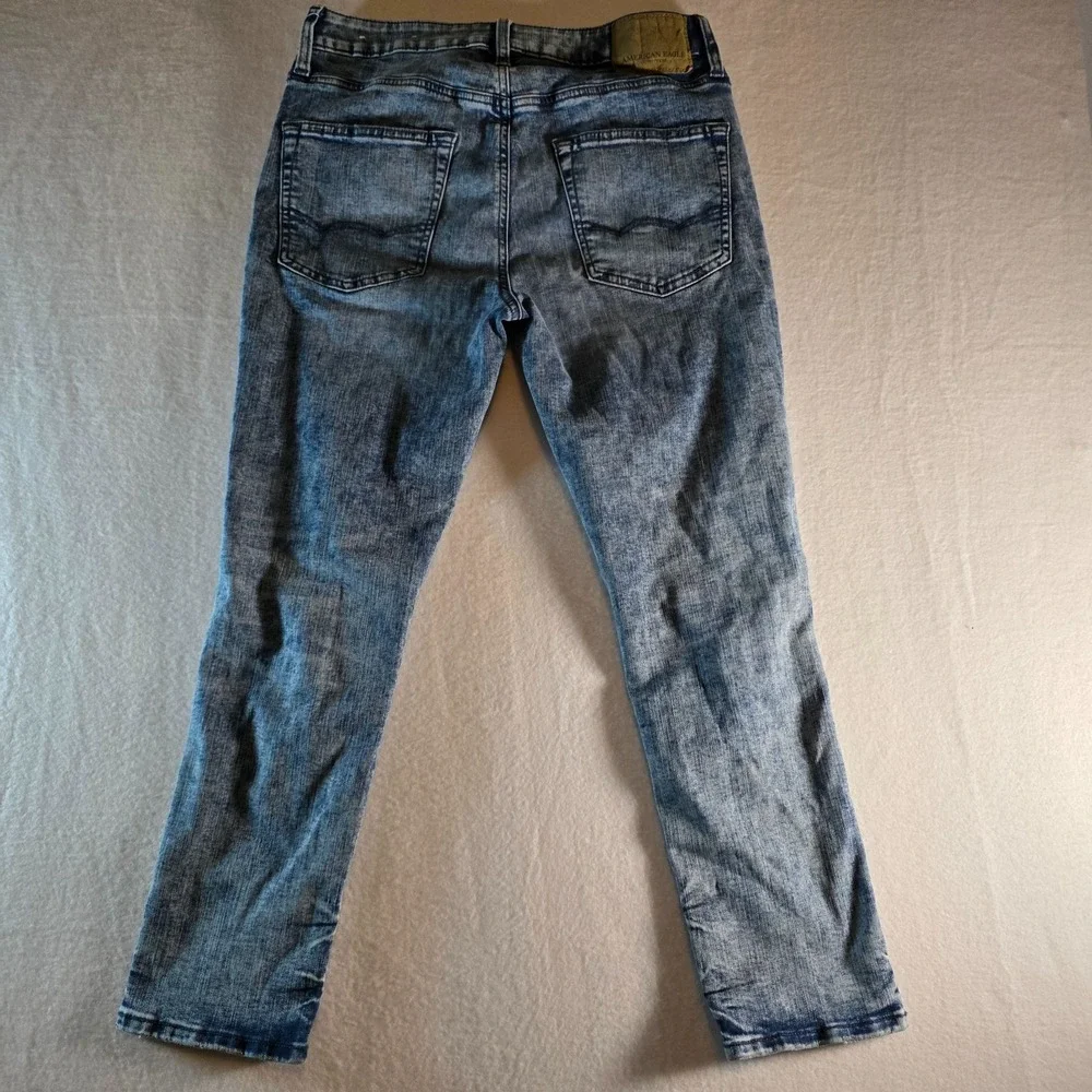 American Eagle Slim Taper Flex Distressed Jeans Mens 29x30 Blue Acid Wash Denim